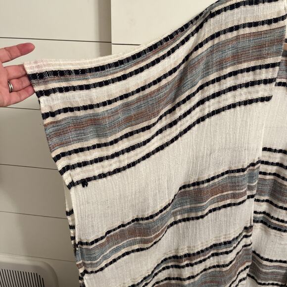American Eagle Womens Poncho Kimono Striped Open Front Long Fringe Wrap One Size - Picture 4 of 8